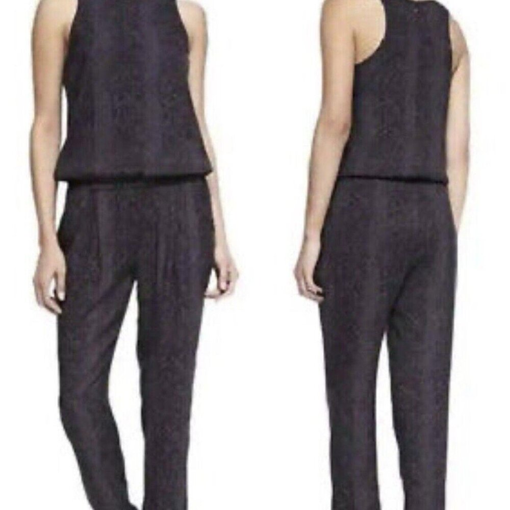 Joie Latiana Snake Print Snakeskin Sleeveless Jumpsuit Cinch Waist Ankle XS